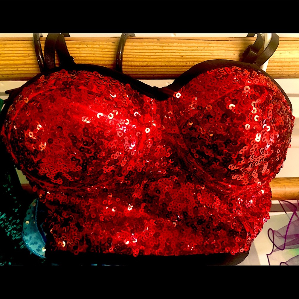 Red Sequined Bralette! ⭐️NWOT⭐️